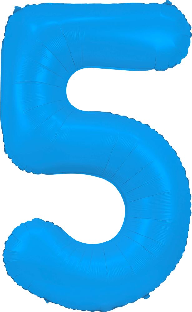 34" Neon Blue Number 5 Balloon