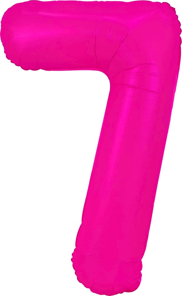 34" Neon Fuchsia Number 7 Balloon