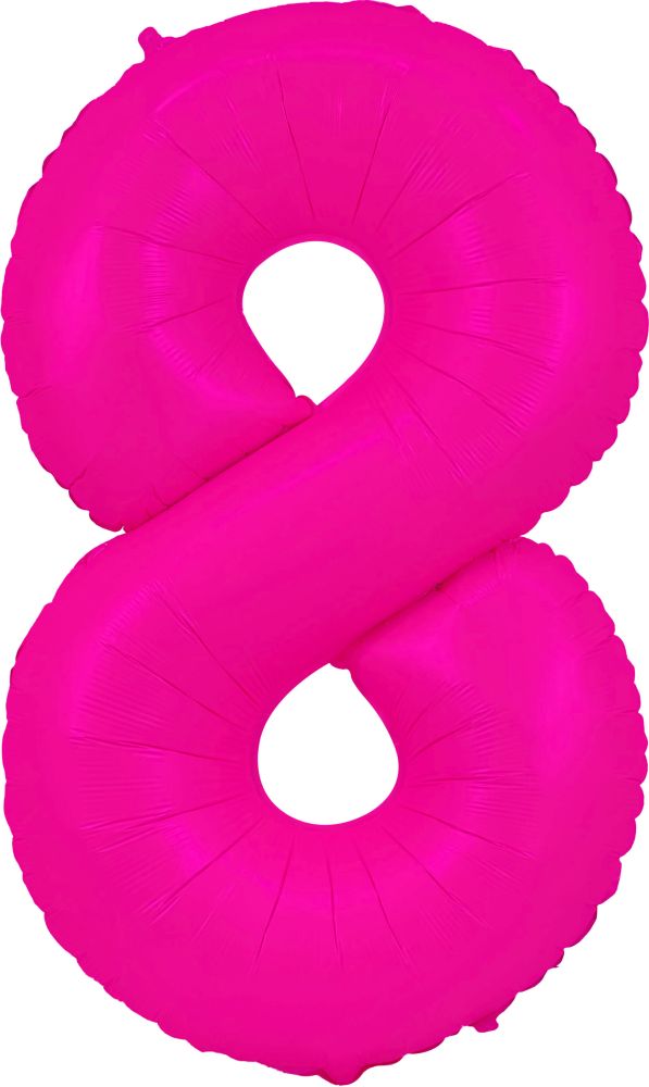 34" Neon Fuchsia Number 8 Balloon