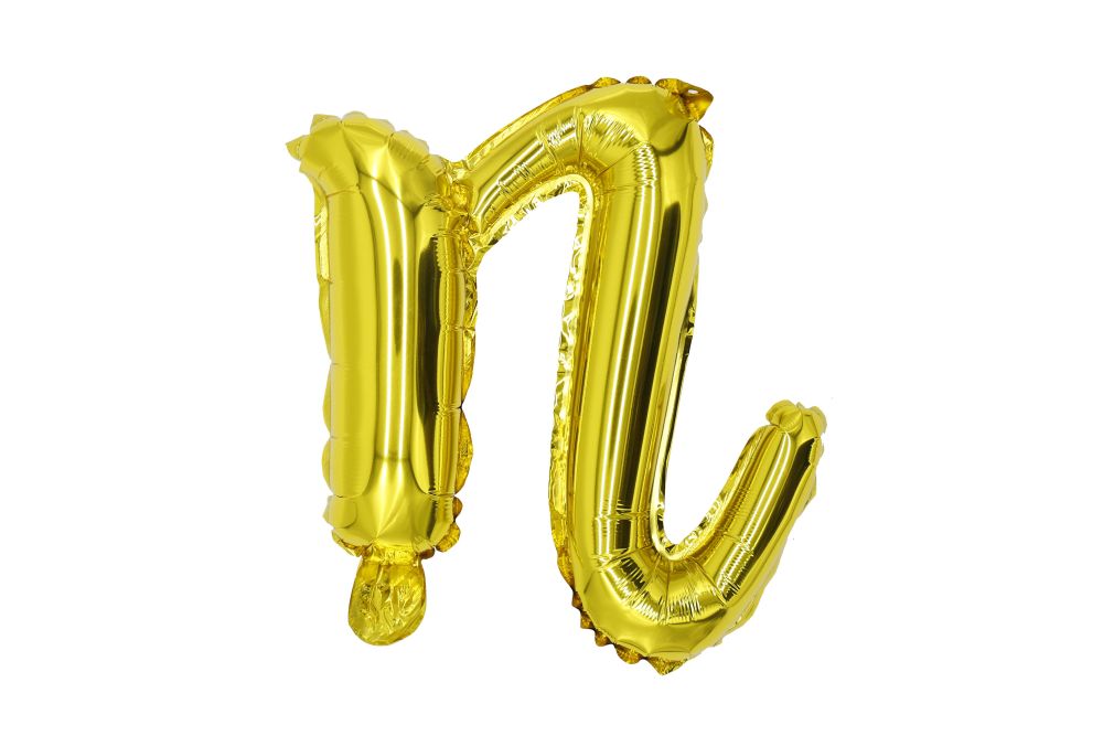 12" Gold Script Letter N Balloon