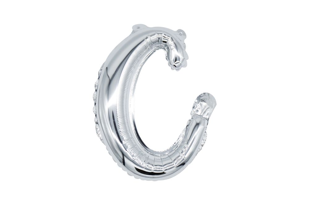12" Silver Script Letter C Balloon