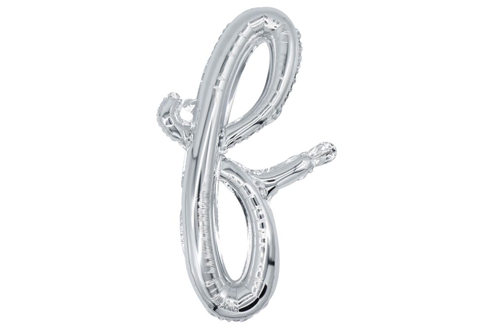 20" Silver Script Letter F Balloon