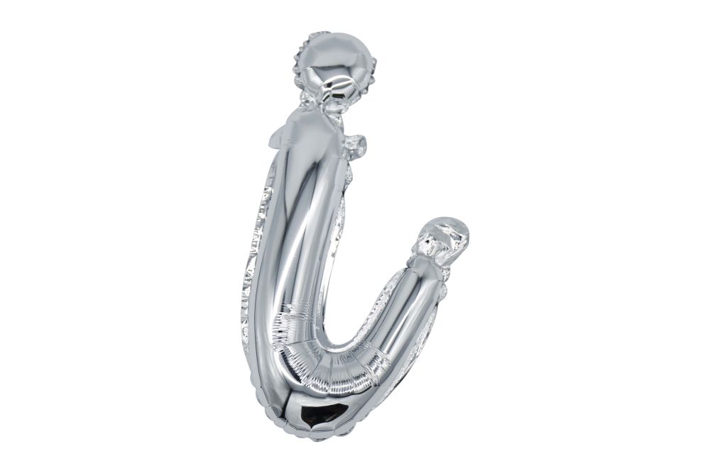 12" Silver Script Letter I Balloon