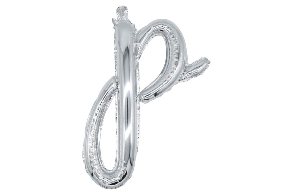 20" Silver Script Letter P Balloon