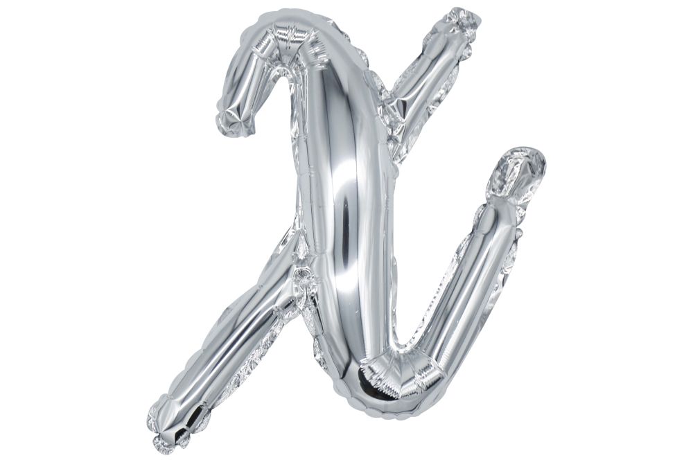 12" Silver Script Letter X Balloon