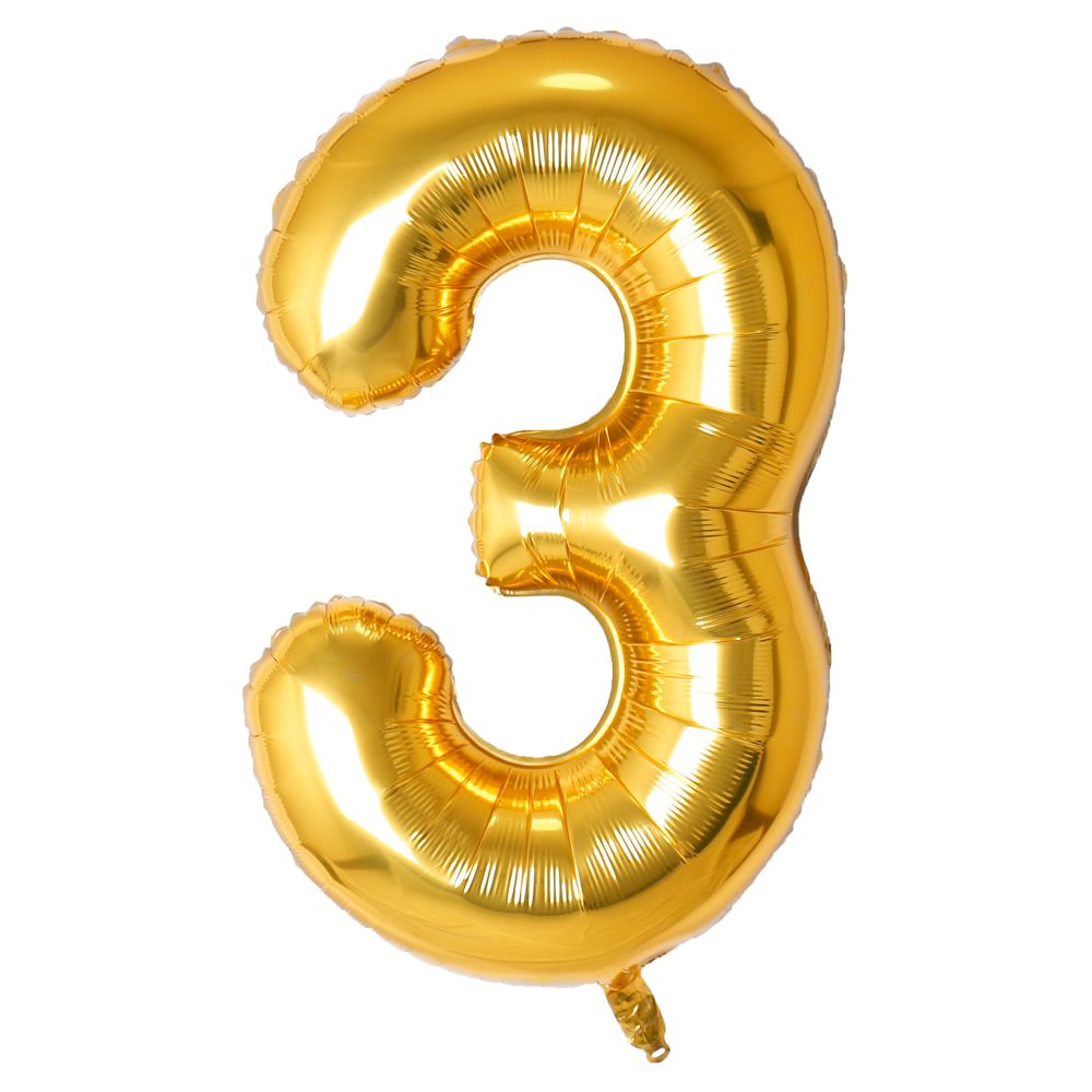 34" Gold Number 3 Airise Balloon