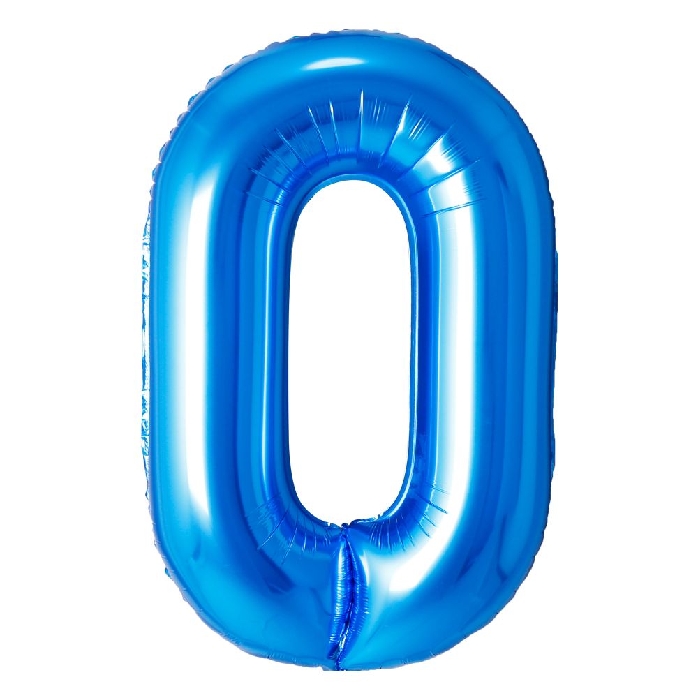 34" Blue Number 0 Airise Balloon