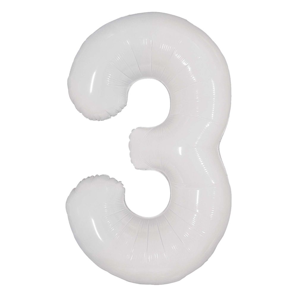 34" Milky White Number 3 (Air Only) Balloon