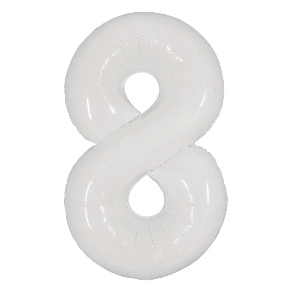 34" Milky White Number 8 (Air Only) Balloon