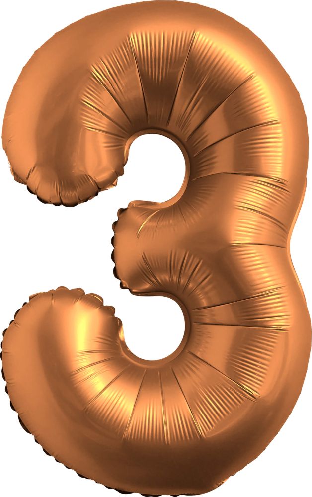 34" Chrome Rose Gold Number 3 Balloon