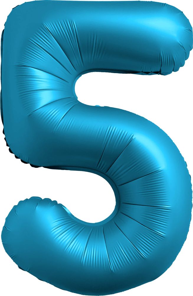 34" Chrome Blue Number 5 Balloon