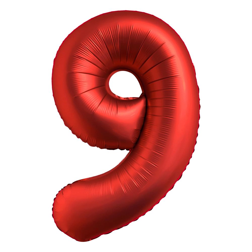 34" Chrome Red Number 9 Airise Balloon