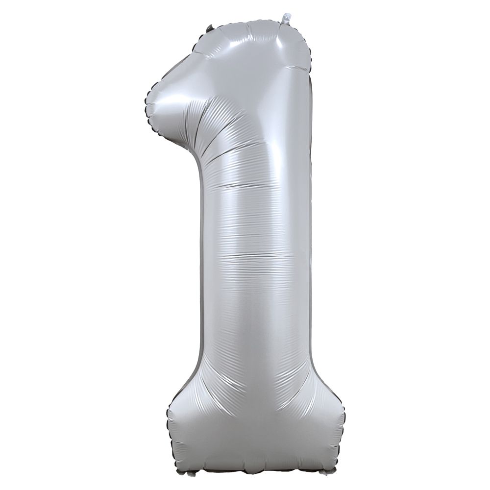 34" Chrome White Number 1 Airise Balloon