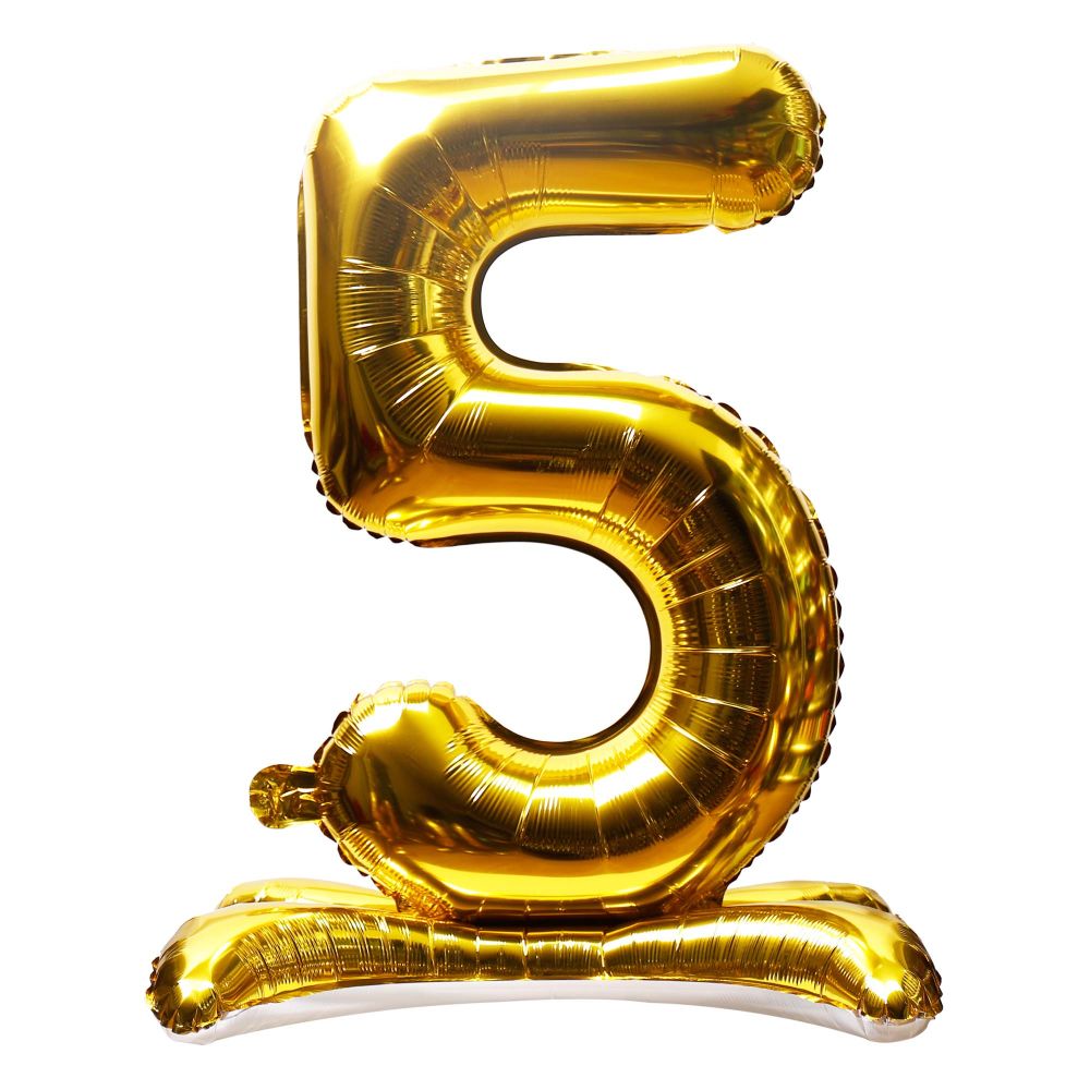 32" Stand Up Gold Number 5 Balloon