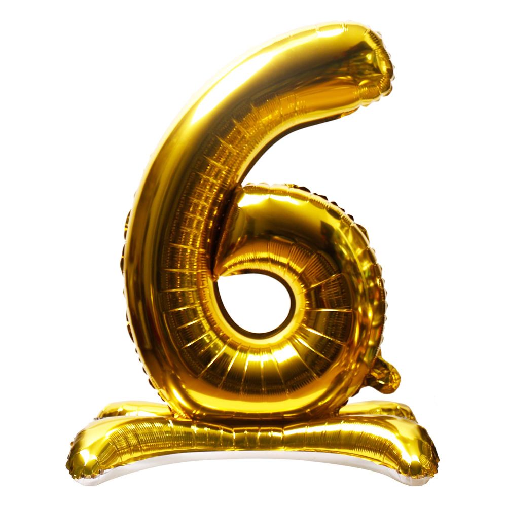 32" Stand Up Gold Number 6 Balloon