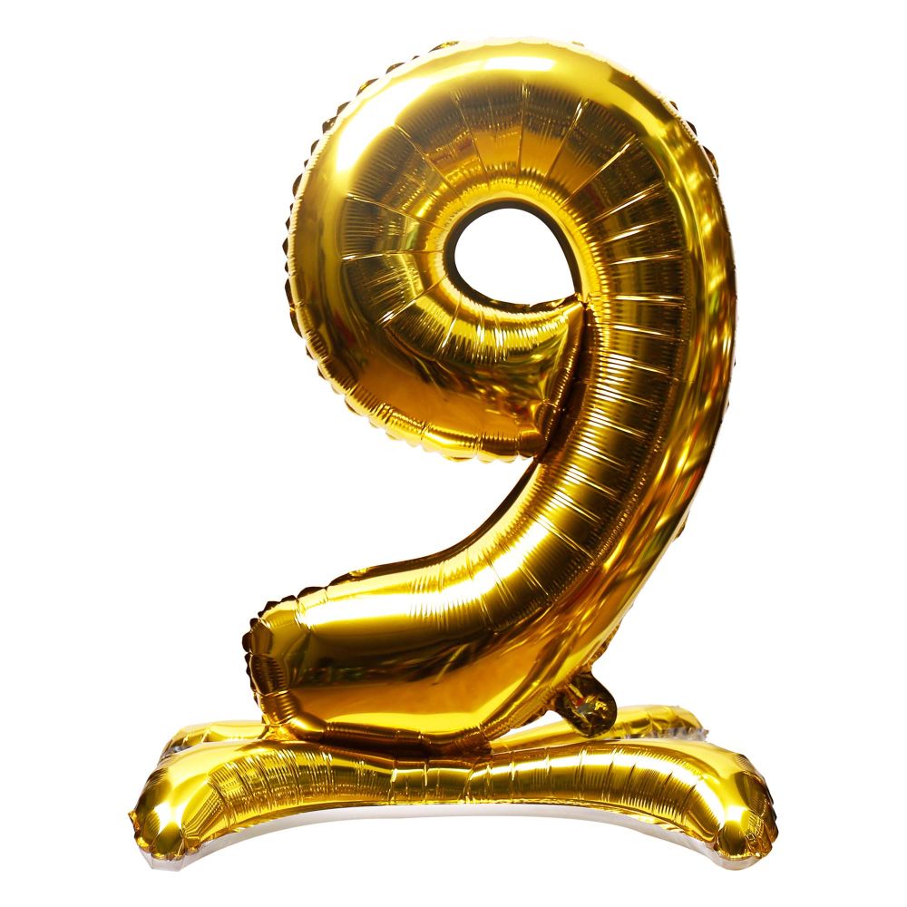 32" Stand Up Gold Number 9 Balloon