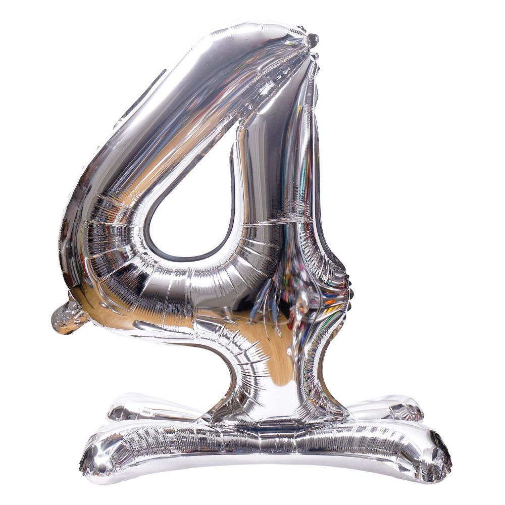 32" Stand Up Silver Number 4 Balloon