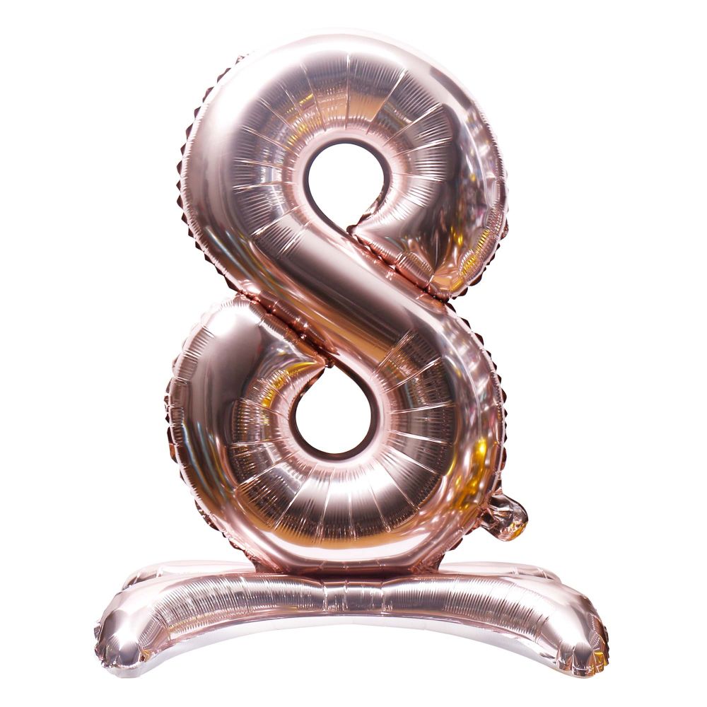32" Stand Up Rose Gold Number 8 Balloon