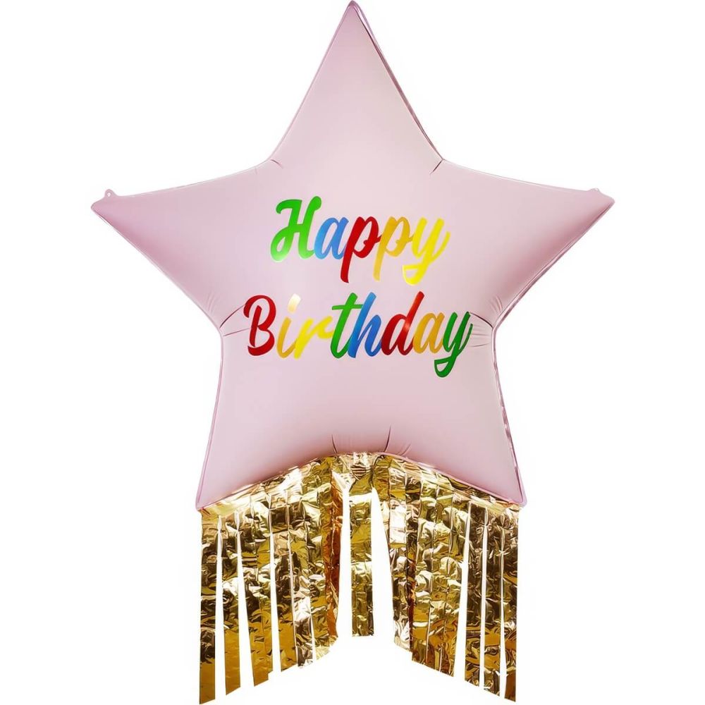 39" Happy Birthday Pink Star Balloon