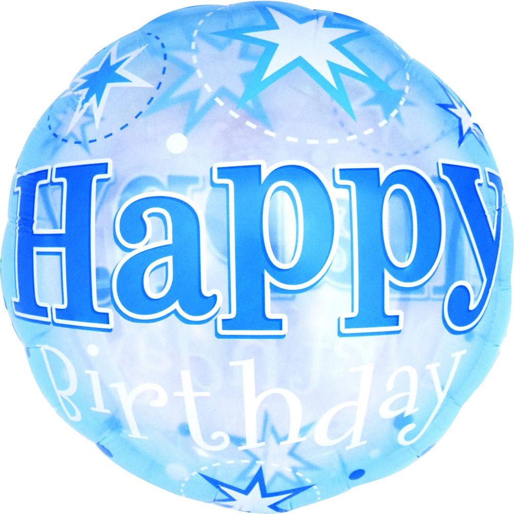 18" Happy Birthday Blue Starburst Balloon