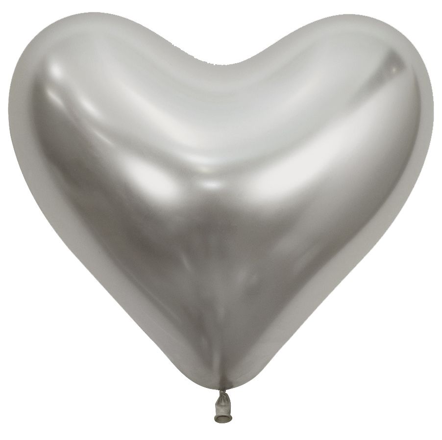 14" Reflex Silver Heart (50pcs) Sempertex Balloons