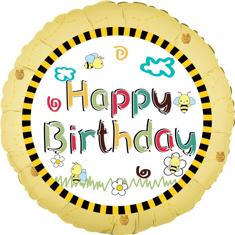 18" Happy Birthday Buzzing Bees Balloon