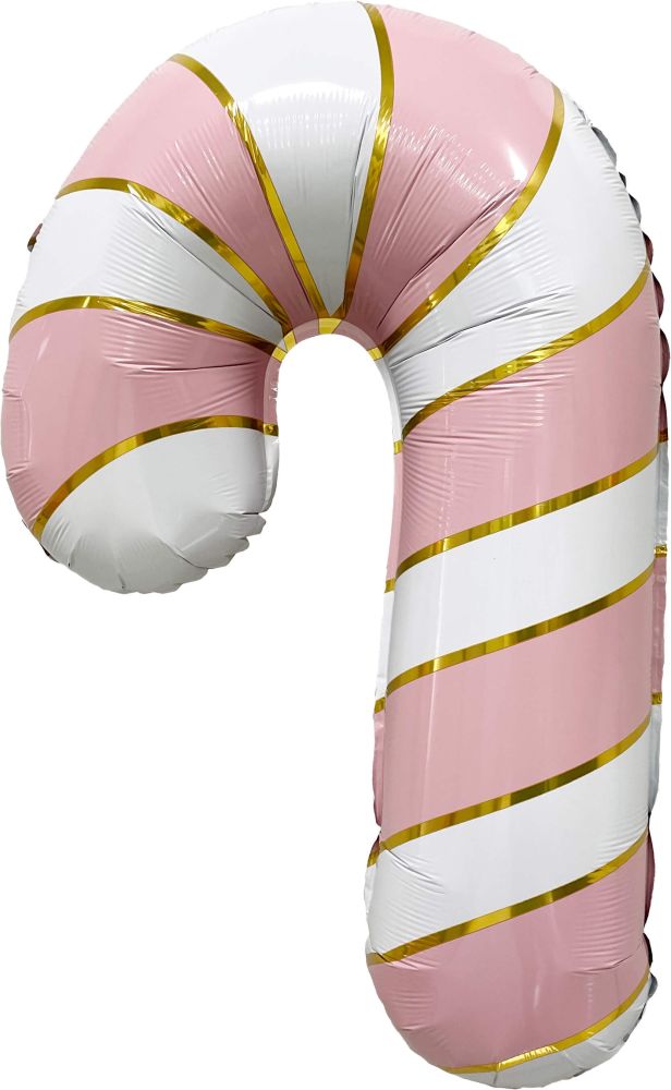 29" Candy Cane Pastel Pink with Gold Accent Balloon