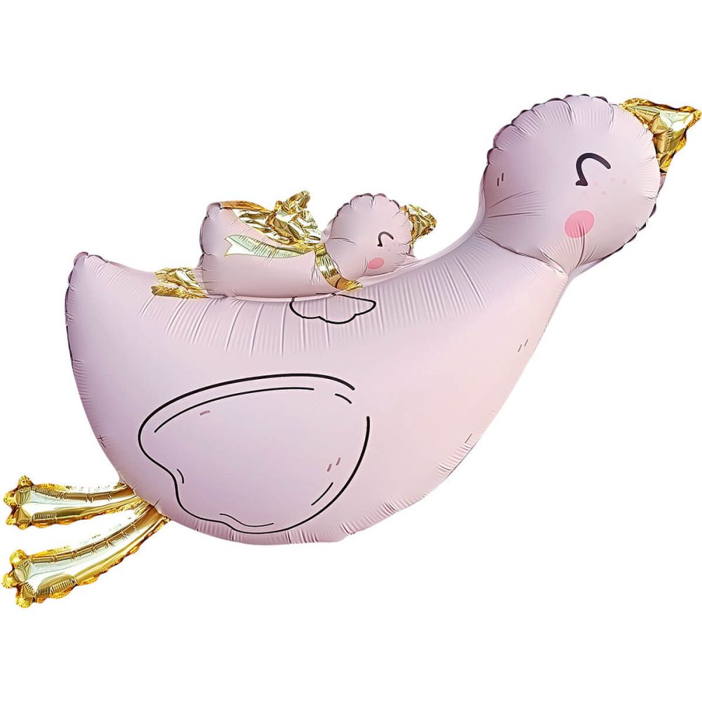 37" Matte Pink Baby Stork Delivery Balloon