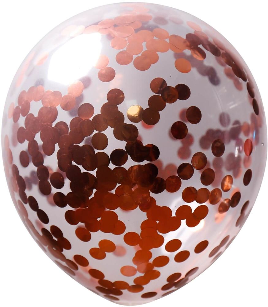 12" Clear Round Confetti Rose Gold (50pcs)