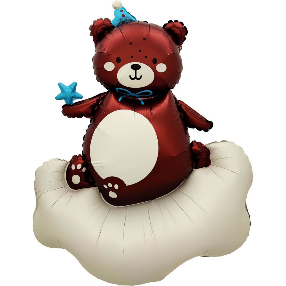 48" Teddy Bear on a Cloud Blue Balloon