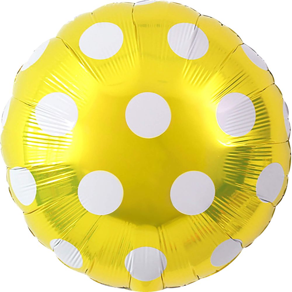 18" Candy Dots Yellow Balloon