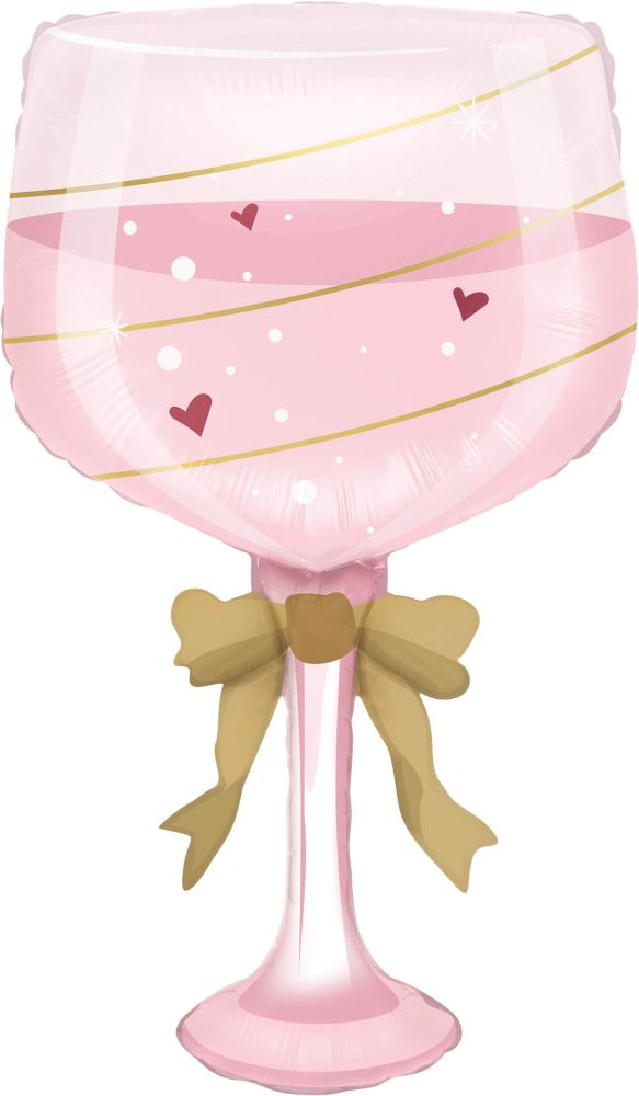 35" Anniversary Pink Champagne Glass Balloon