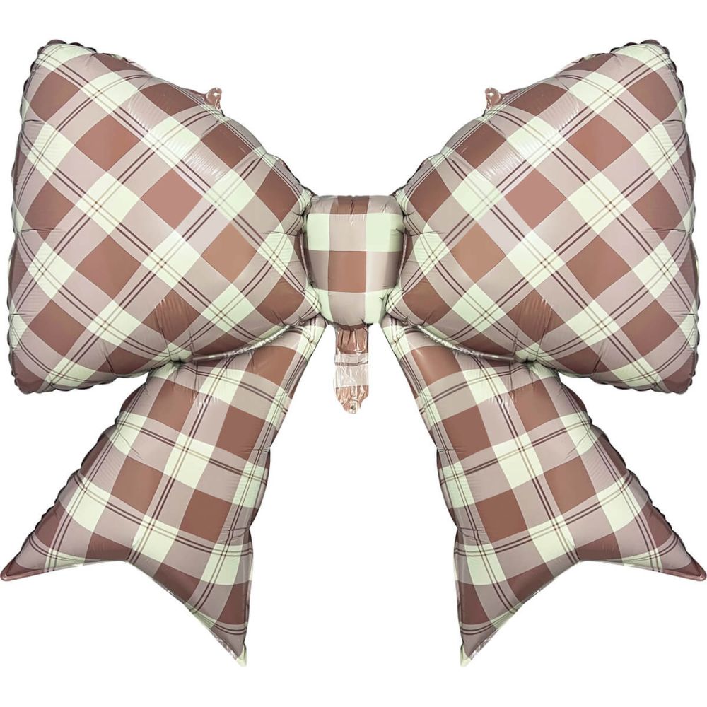 39" Matte Latte Plaid Bow Balloon