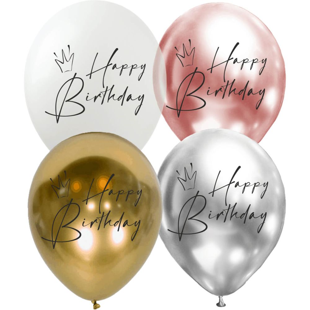 12" Happy Birthday Crown Assortment (50pcs) Balloons