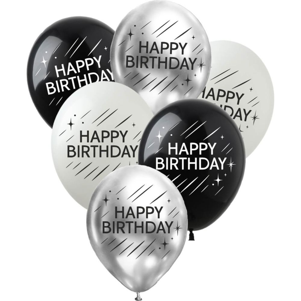 12" Happy Birthday Graphite Assortment (50pcs) Balloons