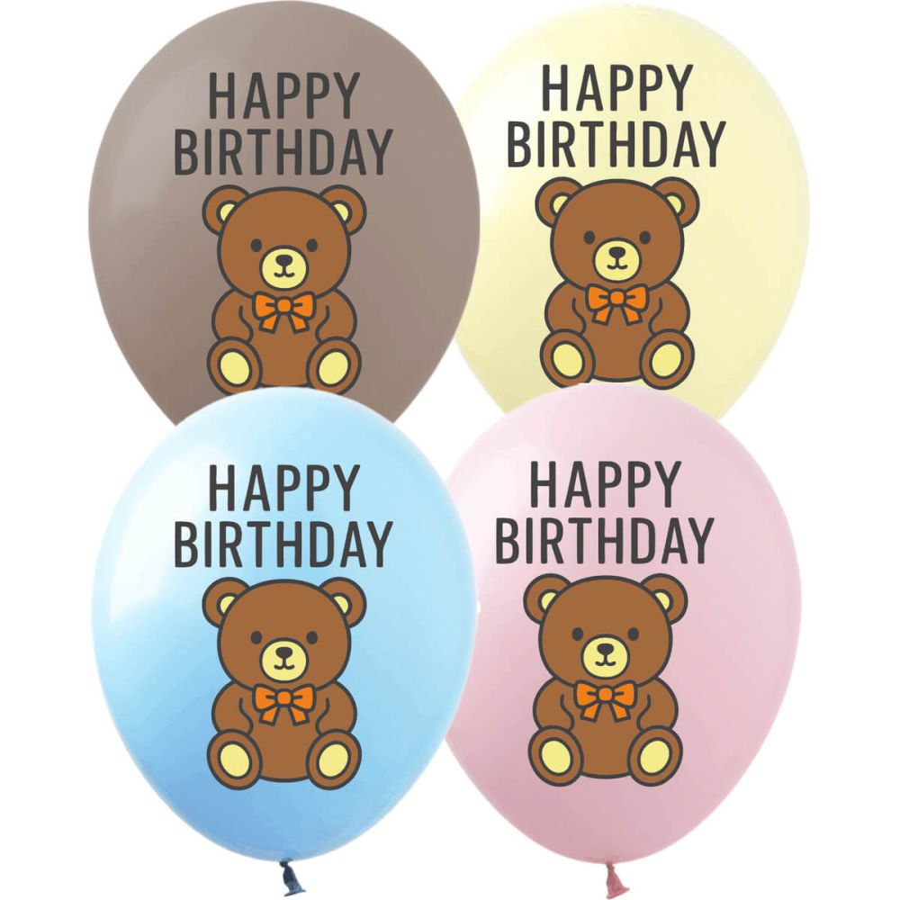 12" Happy Birthday Teddy Bear (50pcs) Balloons