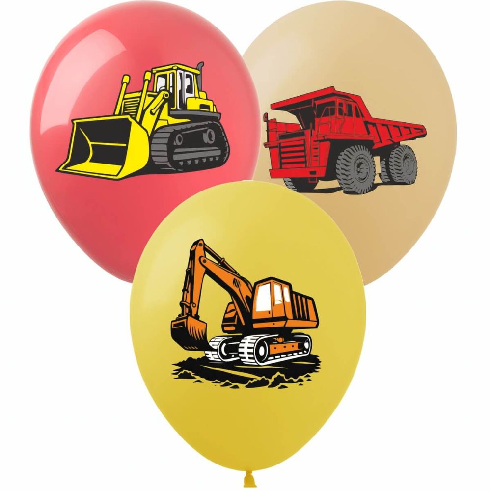 12" Construction Vehicle Assortment (50pcs) Balloons