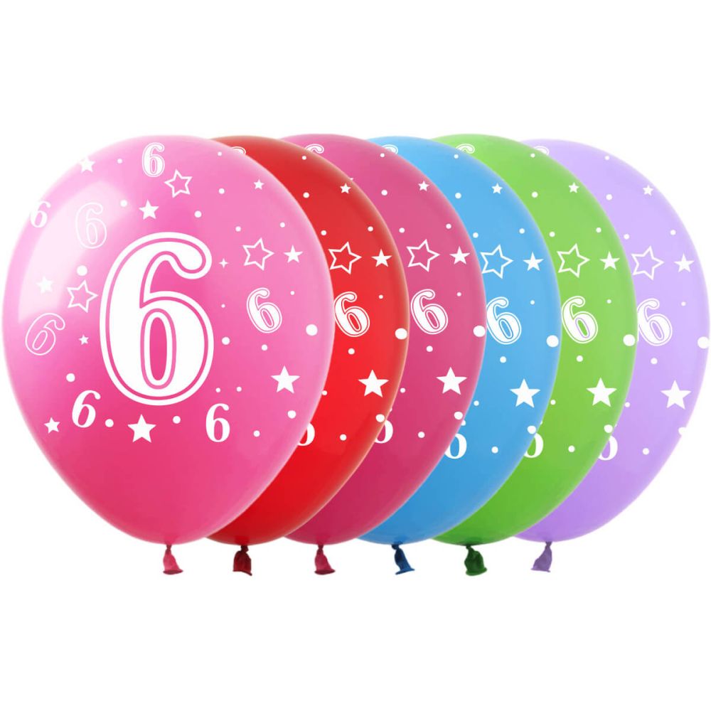 12" Number 6 Assortment (50pcs) Balloons