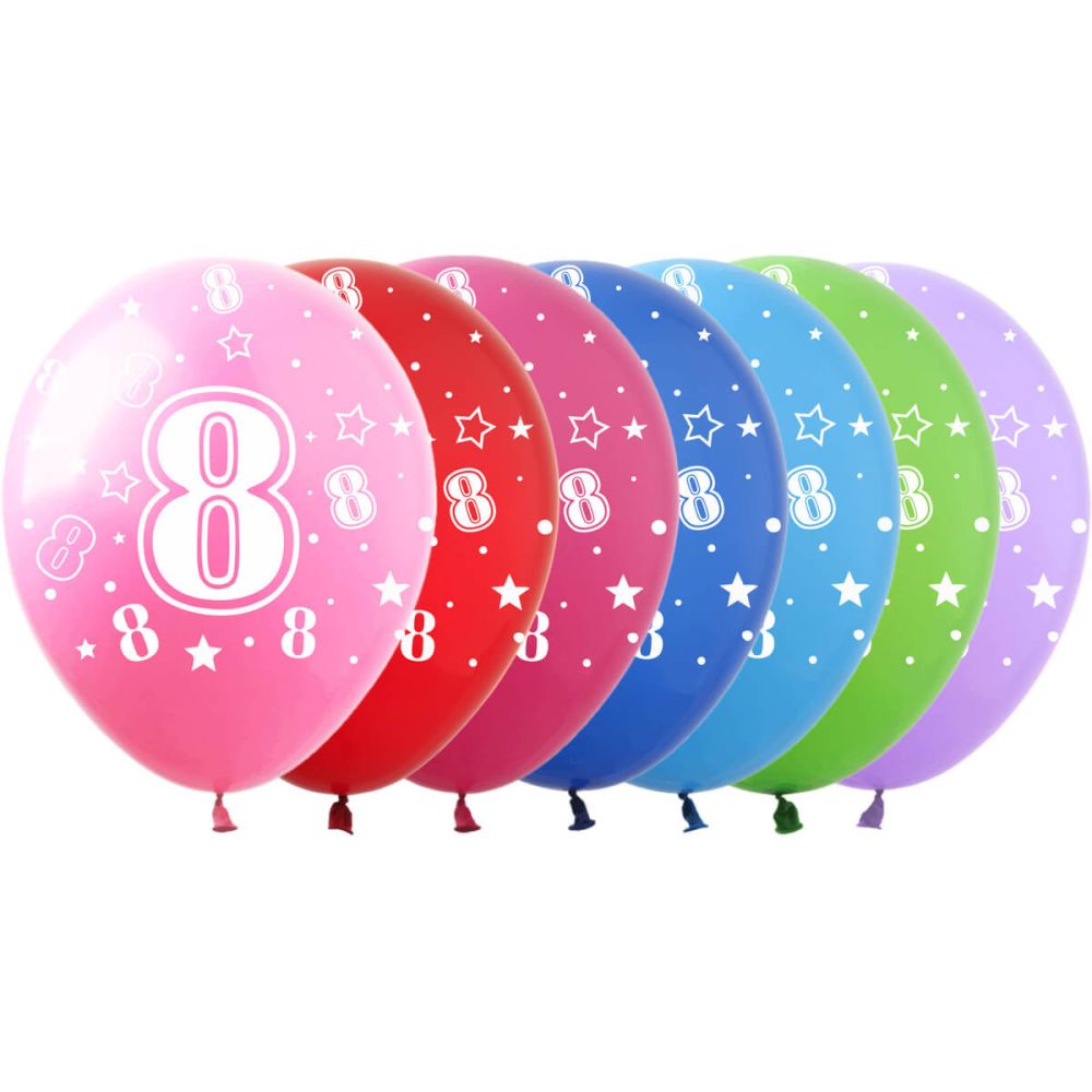 12" Number 8 Assortment (50pcs) Balloons