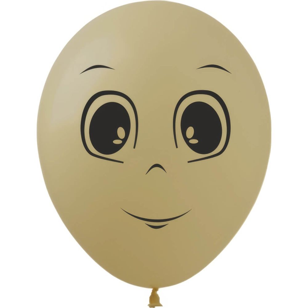 12" Masculine Face Mocha (50pcs) Balloons