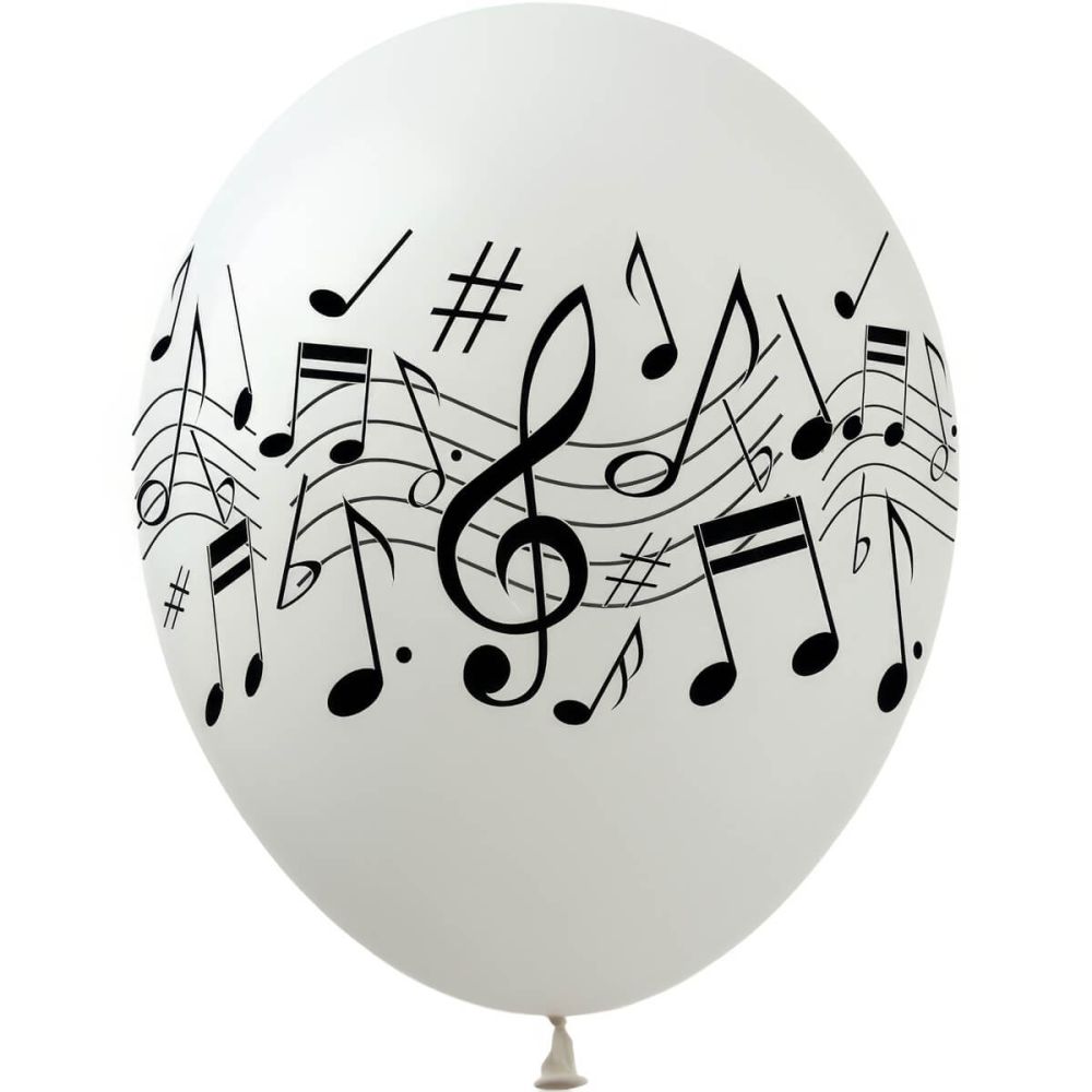 12" Musical Notes White (50pcs) Balloons