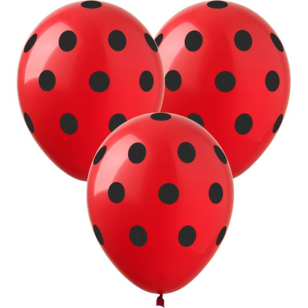 12" Red with Black Polka Dots (50pcs) Balloons