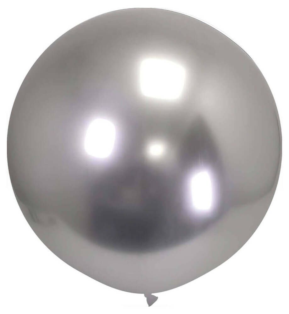 24" Polished Silver (2pcs) ProLatex Balloons