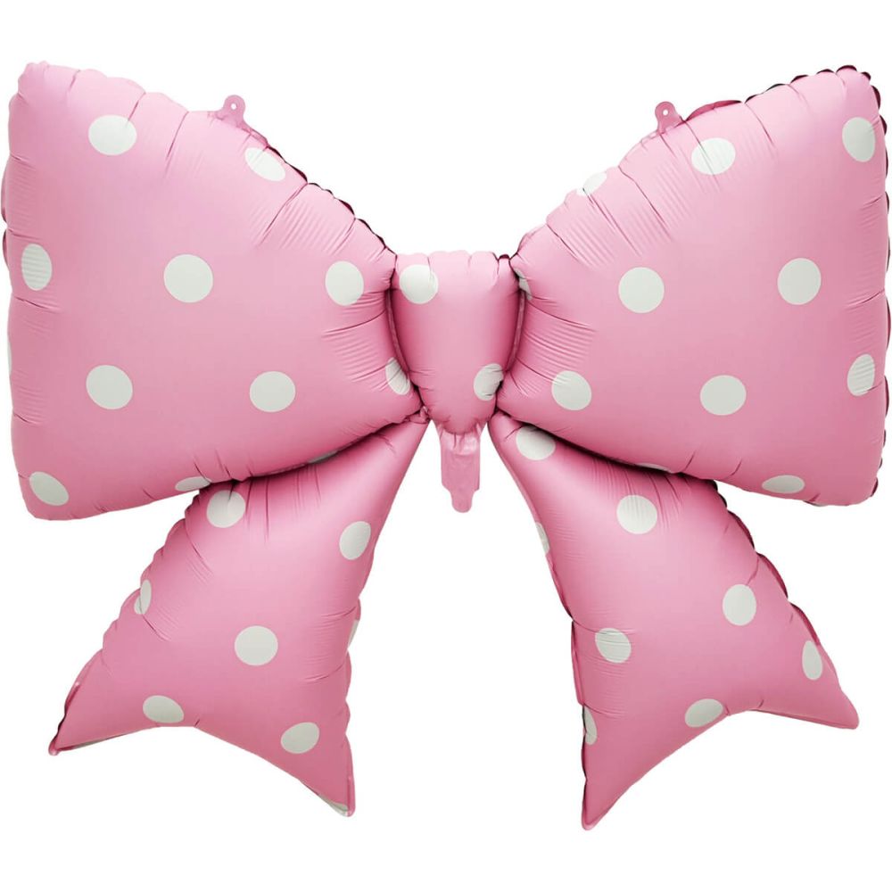 39" Pink Bow with White Polka Dots Balloon