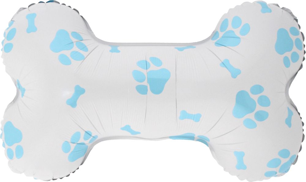 24" White Bone Blue Dog Paws Balloon
