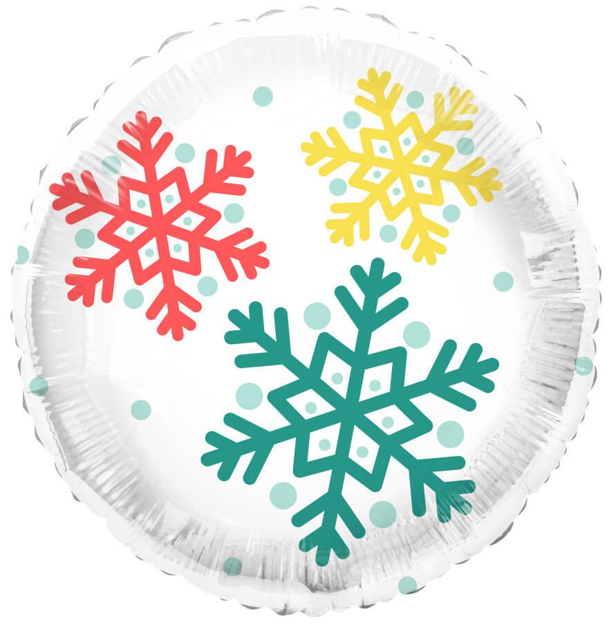 18" Round Colorful Snowflakes Balloon