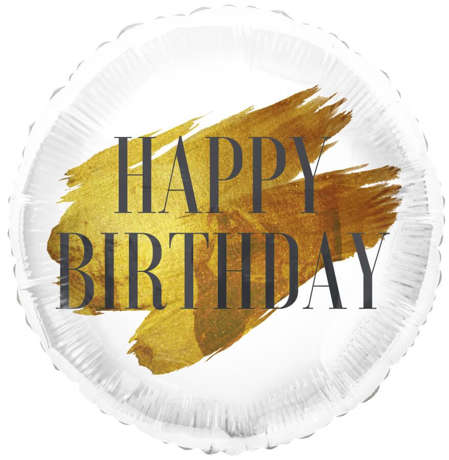 18" Happy Birthday Gold Paint Balloon