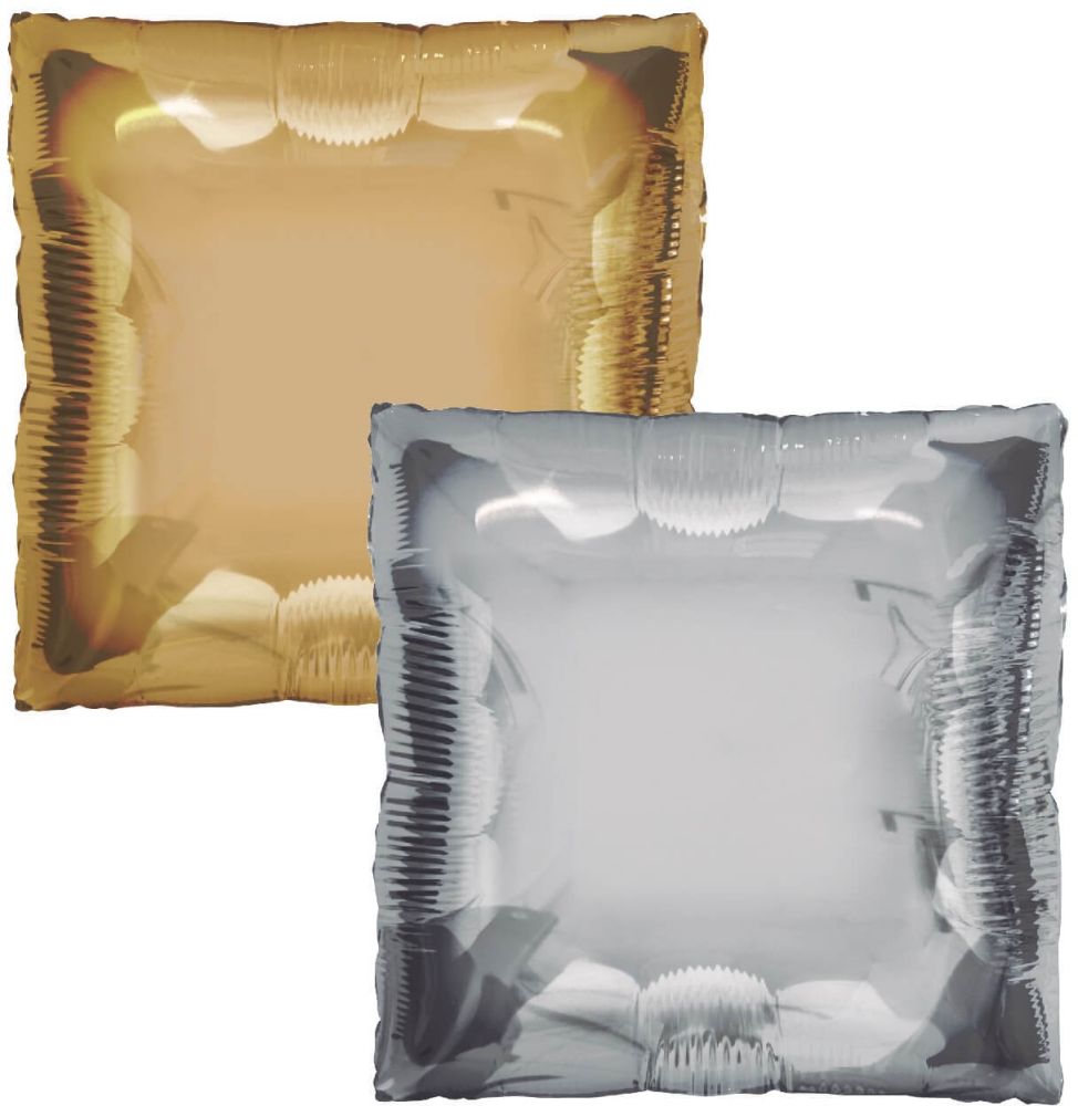 24" Square 2-sided Silver and Gold Balloon