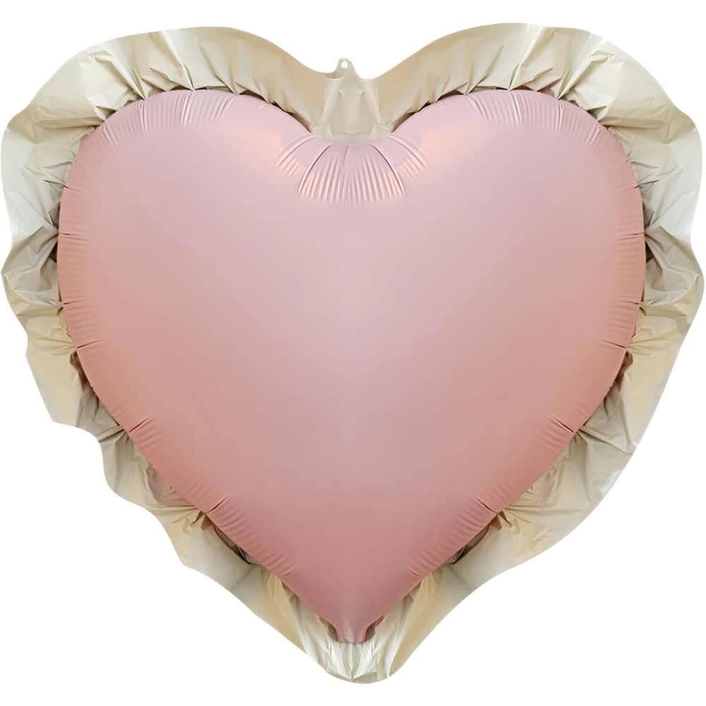 27" Gold Frill Matte Pink Heart Balloon