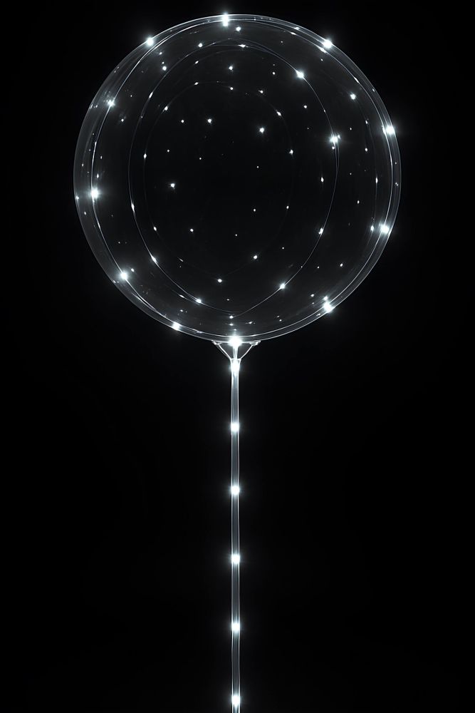 24" Bobo LED White Lights with Stick (5 meters) Balloon